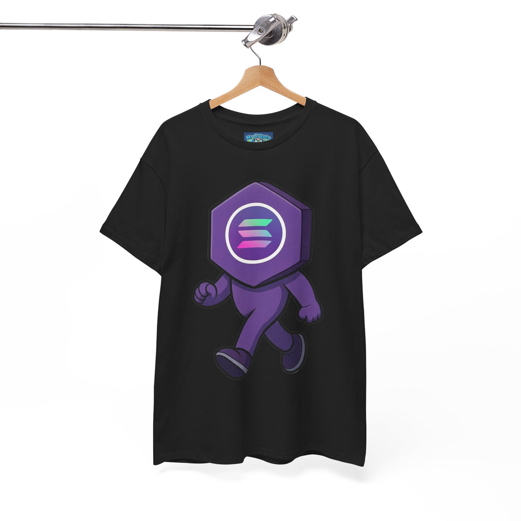 Solana Mascot Walking T-Shirt — Crypto Coin Cartoon Tee