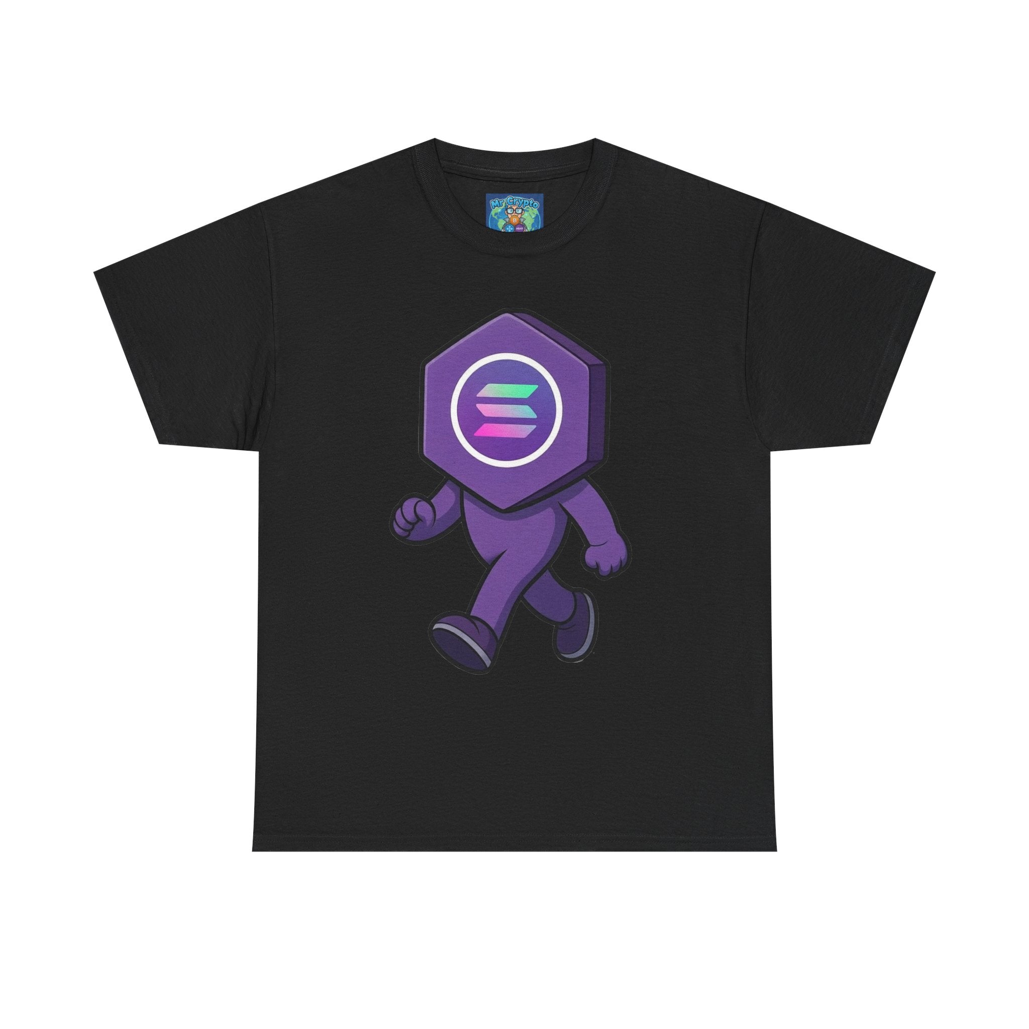 Solana Mascot Walking T-Shirt — Crypto Coin Cartoon Tee