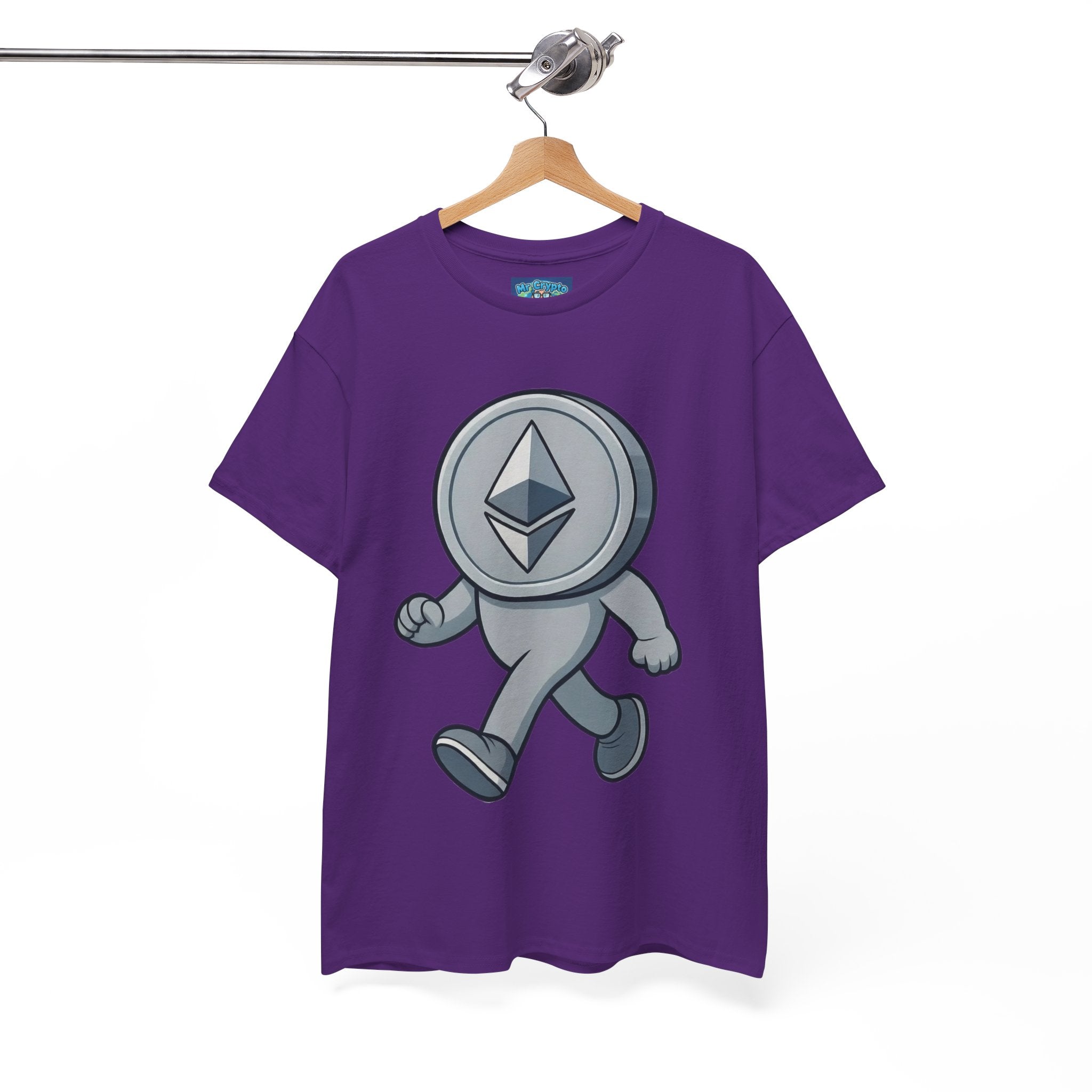 Ethereum Coin Mascot T-Shirt — Walking Crypto Logo Tee for Blockchain Fans