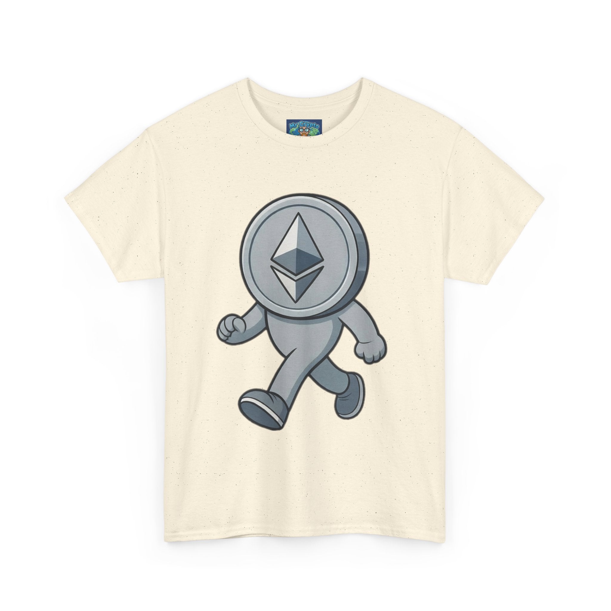 Ethereum Coin Mascot T-Shirt — Walking Crypto Logo Tee for Blockchain Fans