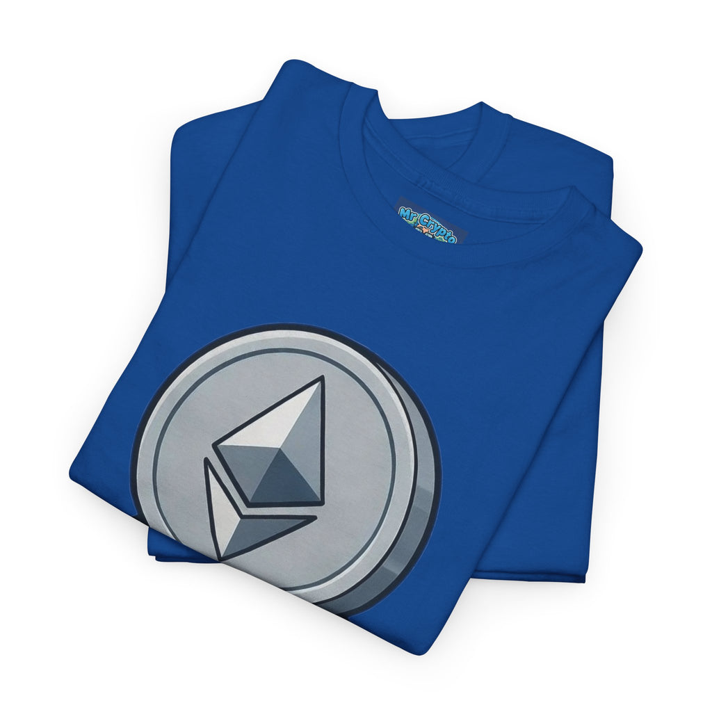 Ethereum Coin Mascot T-Shirt — Walking Crypto Logo Tee for Blockchain Fans