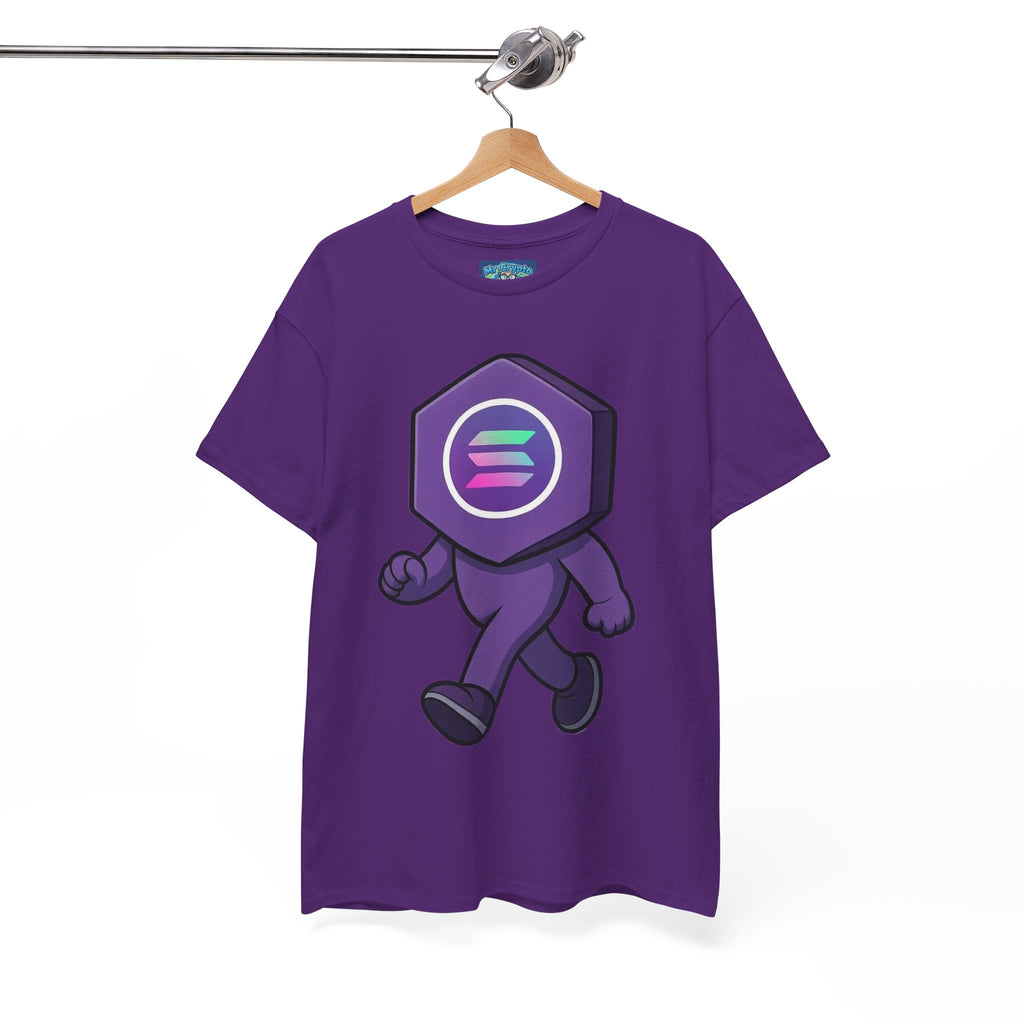 Solana Mascot Walking T-Shirt — Crypto Coin Cartoon Tee