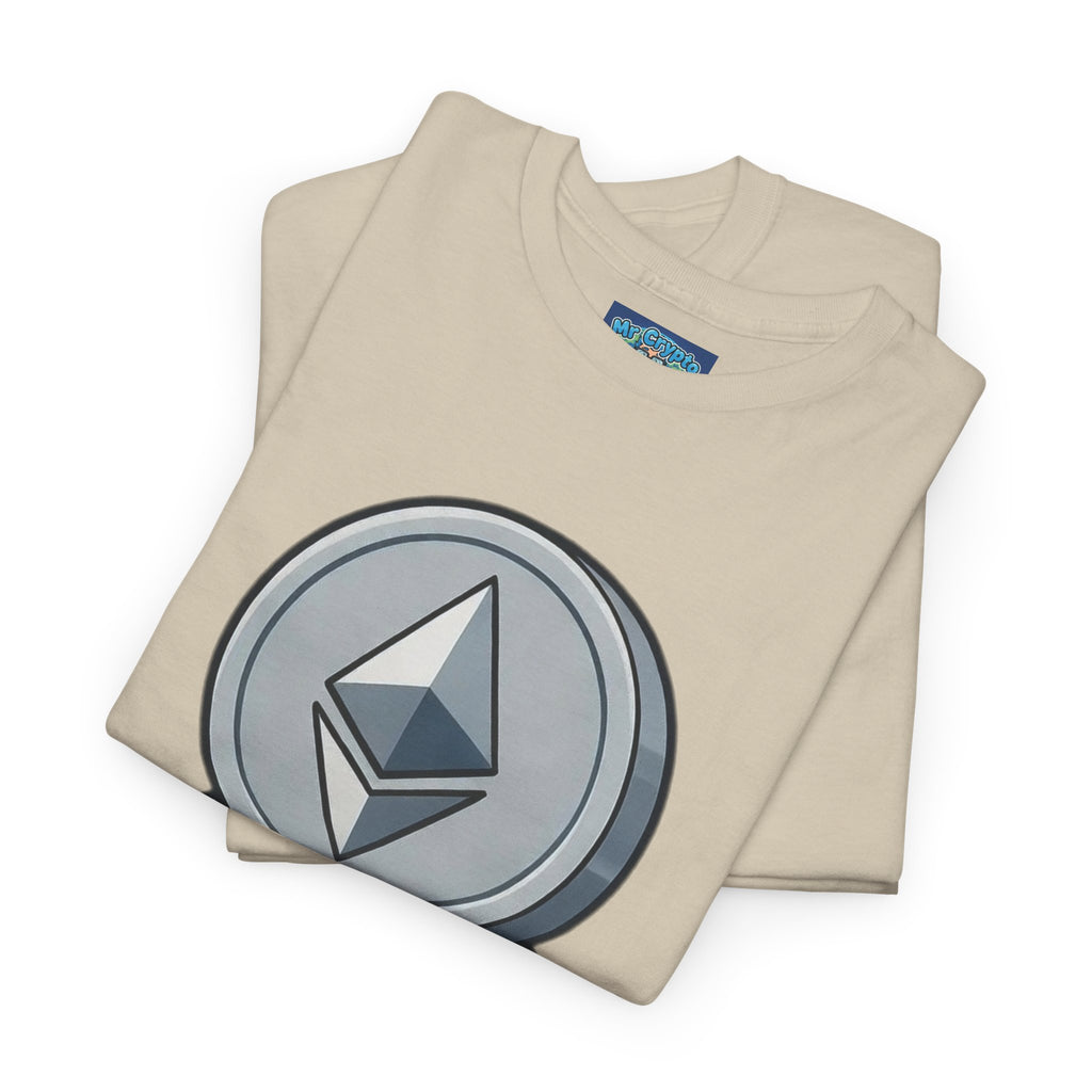 Ethereum Coin Mascot T-Shirt — Walking Crypto Logo Tee for Blockchain Fans