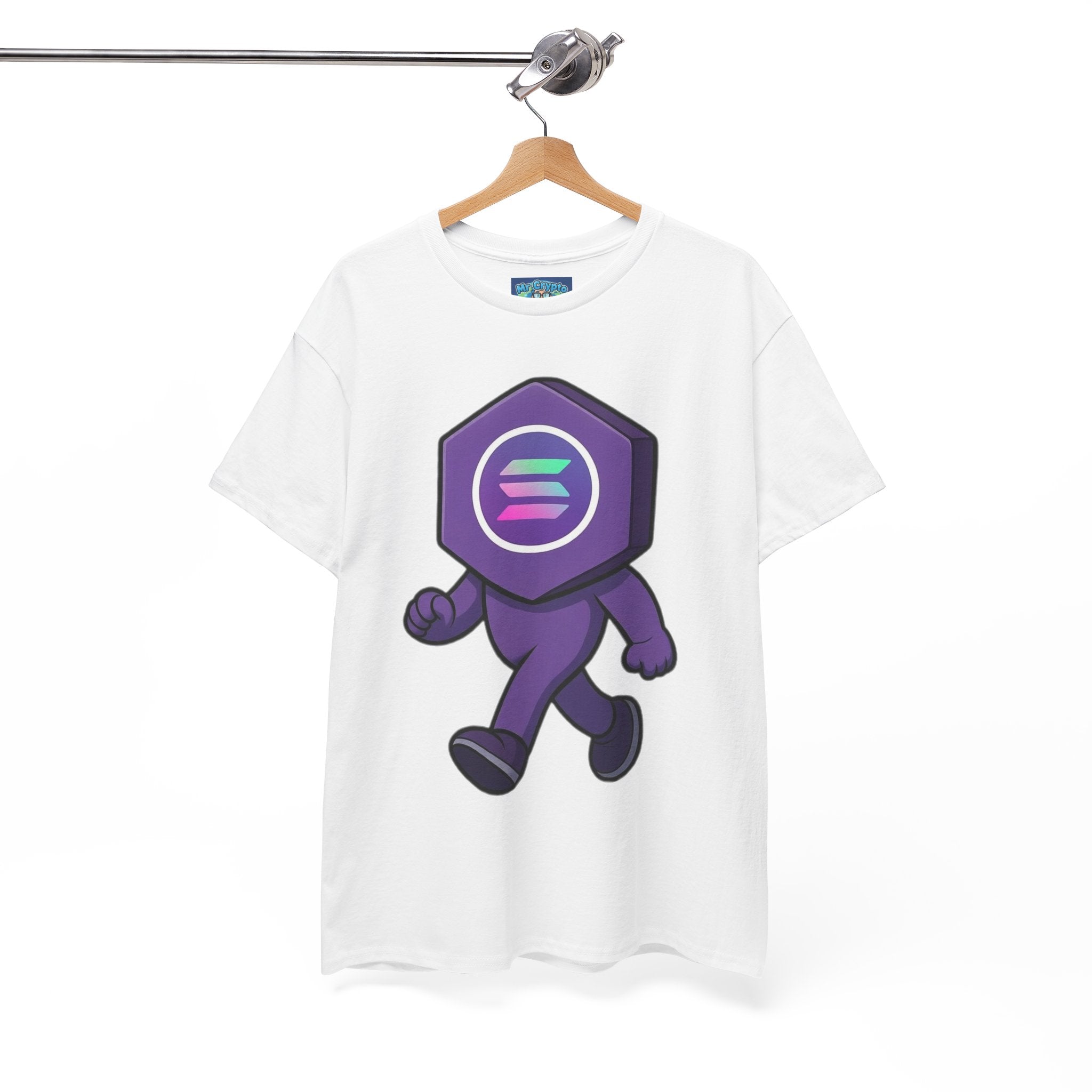 Solana Mascot Walking T-Shirt — Crypto Coin Cartoon Tee