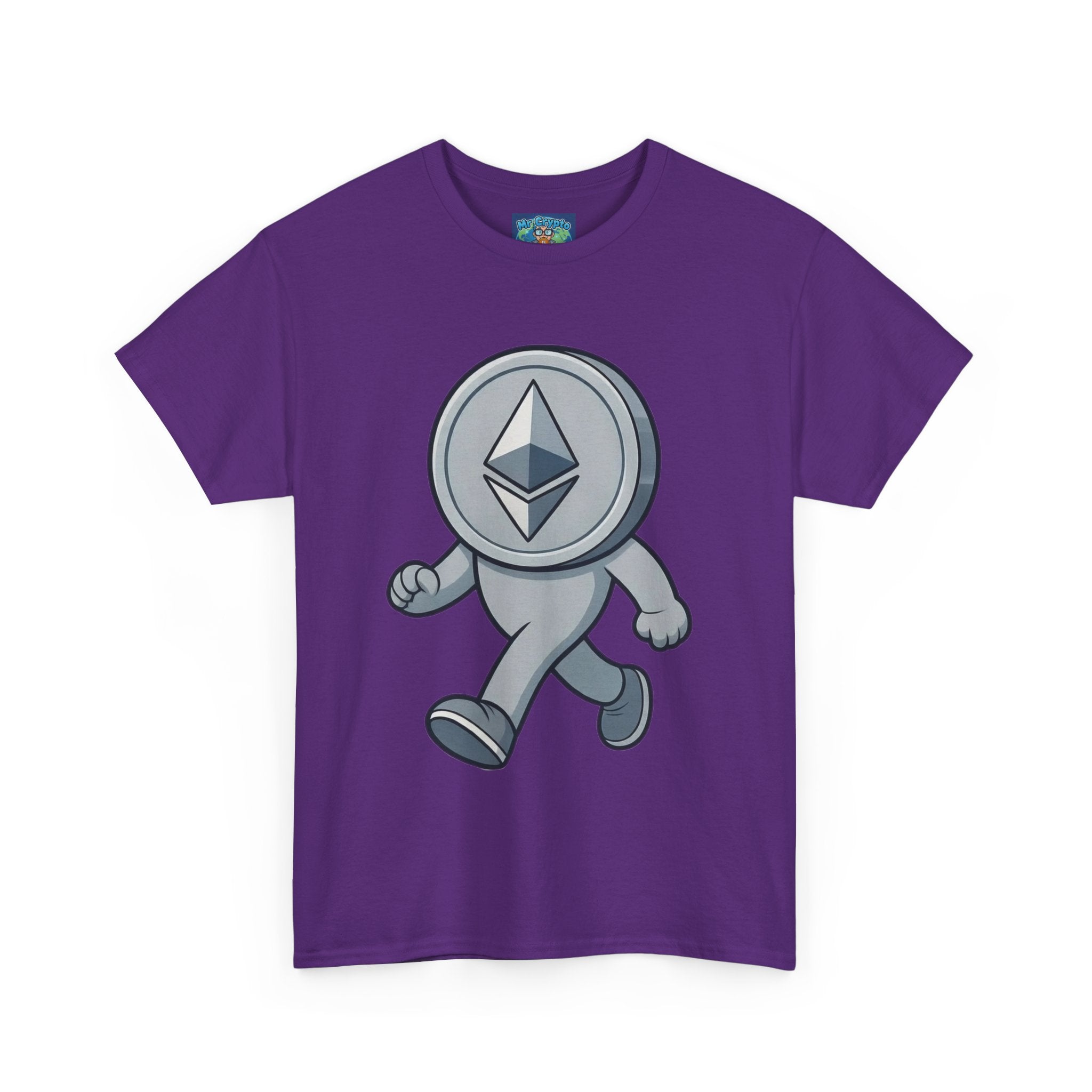 Ethereum Coin Mascot T-Shirt — Walking Crypto Logo Tee for Blockchain Fans