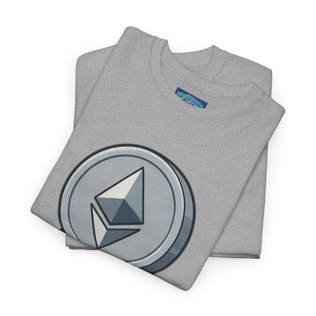 Ethereum Coin Mascot T-Shirt — Walking Crypto Logo Tee for Blockchain Fans