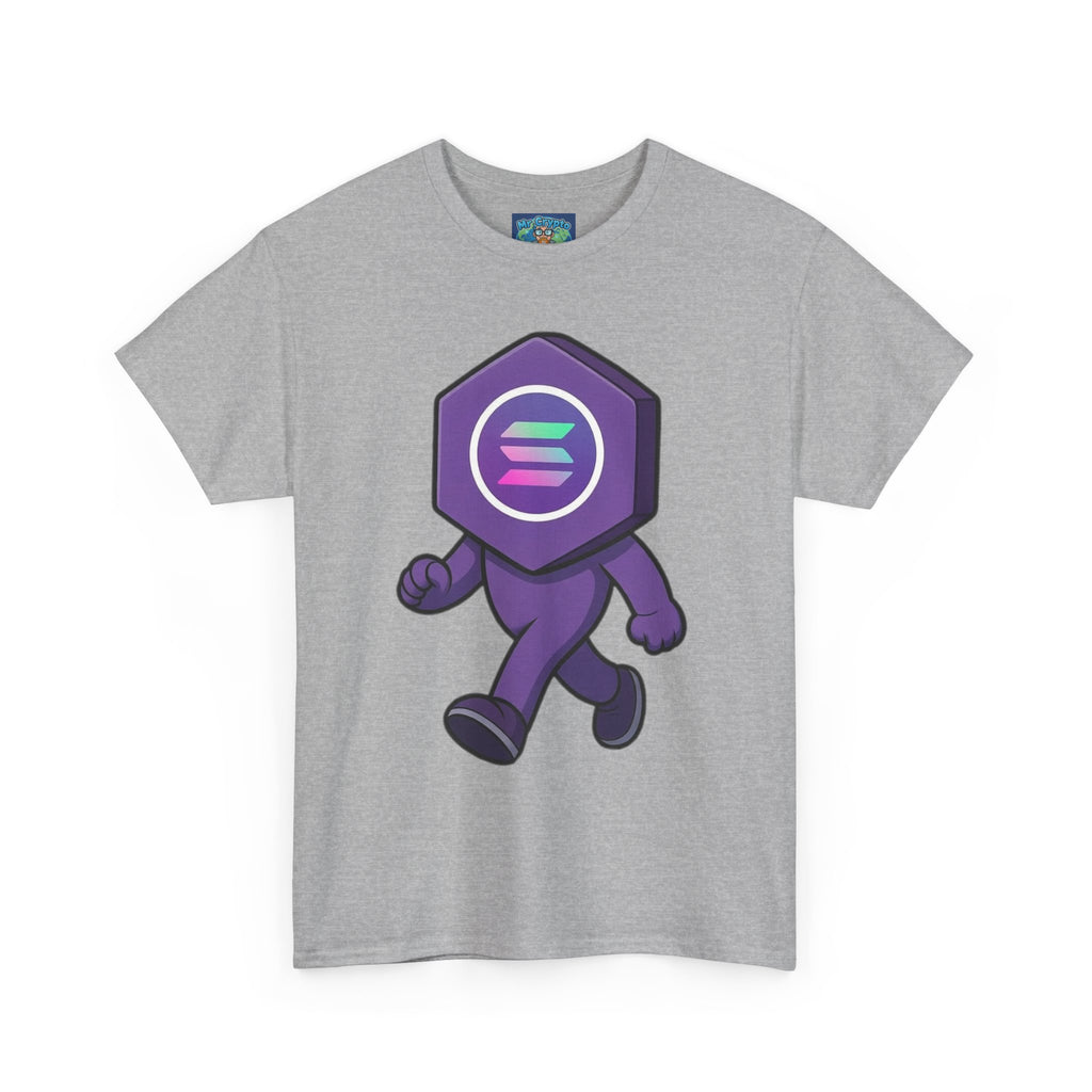 Solana Mascot Walking T-Shirt — Crypto Coin Cartoon Tee