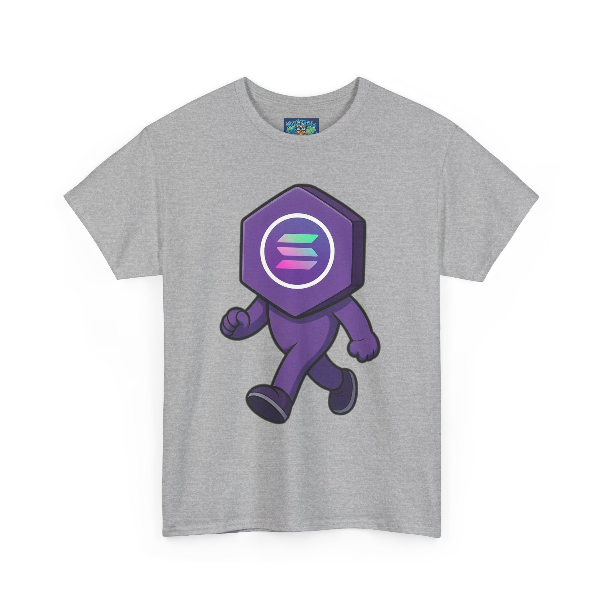 Solana Mascot Walking T-Shirt — Crypto Coin Cartoon Tee