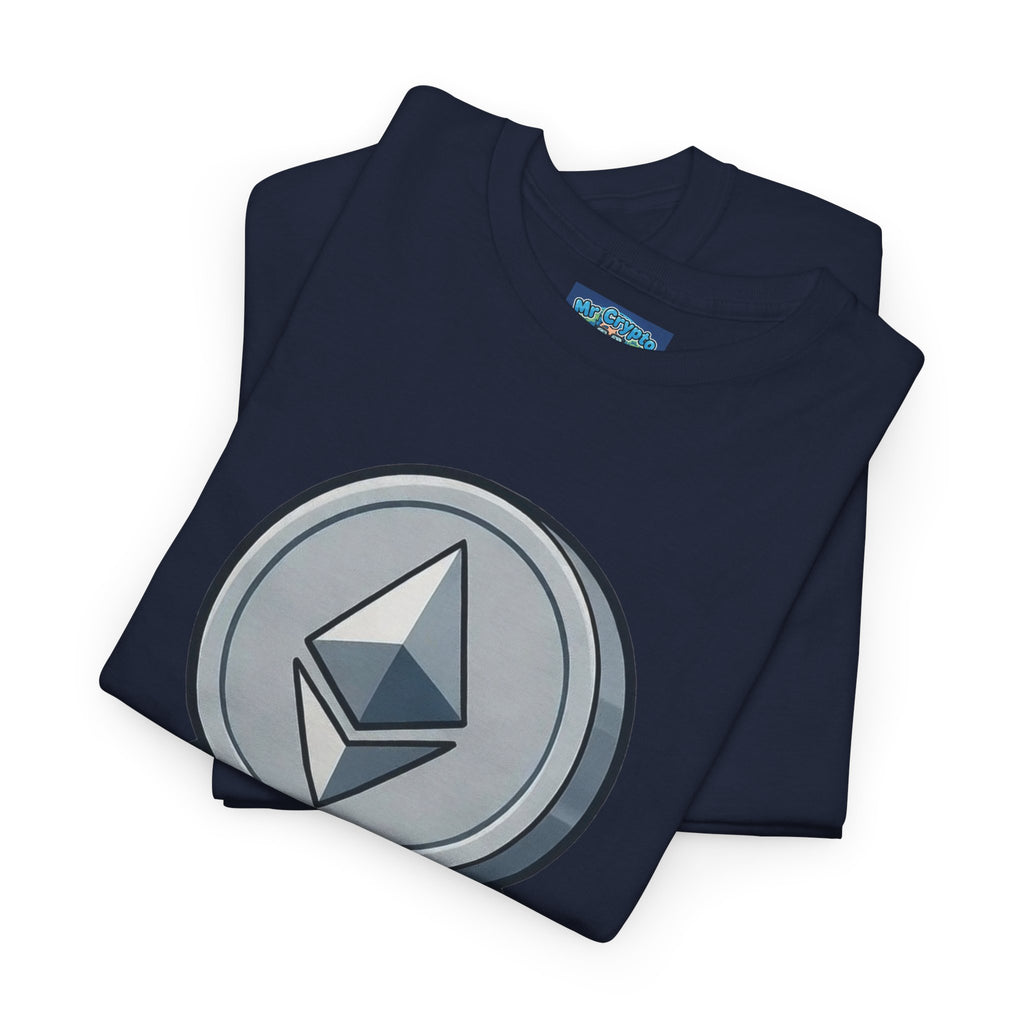 Ethereum Coin Mascot T-Shirt — Walking Crypto Logo Tee for Blockchain Fans