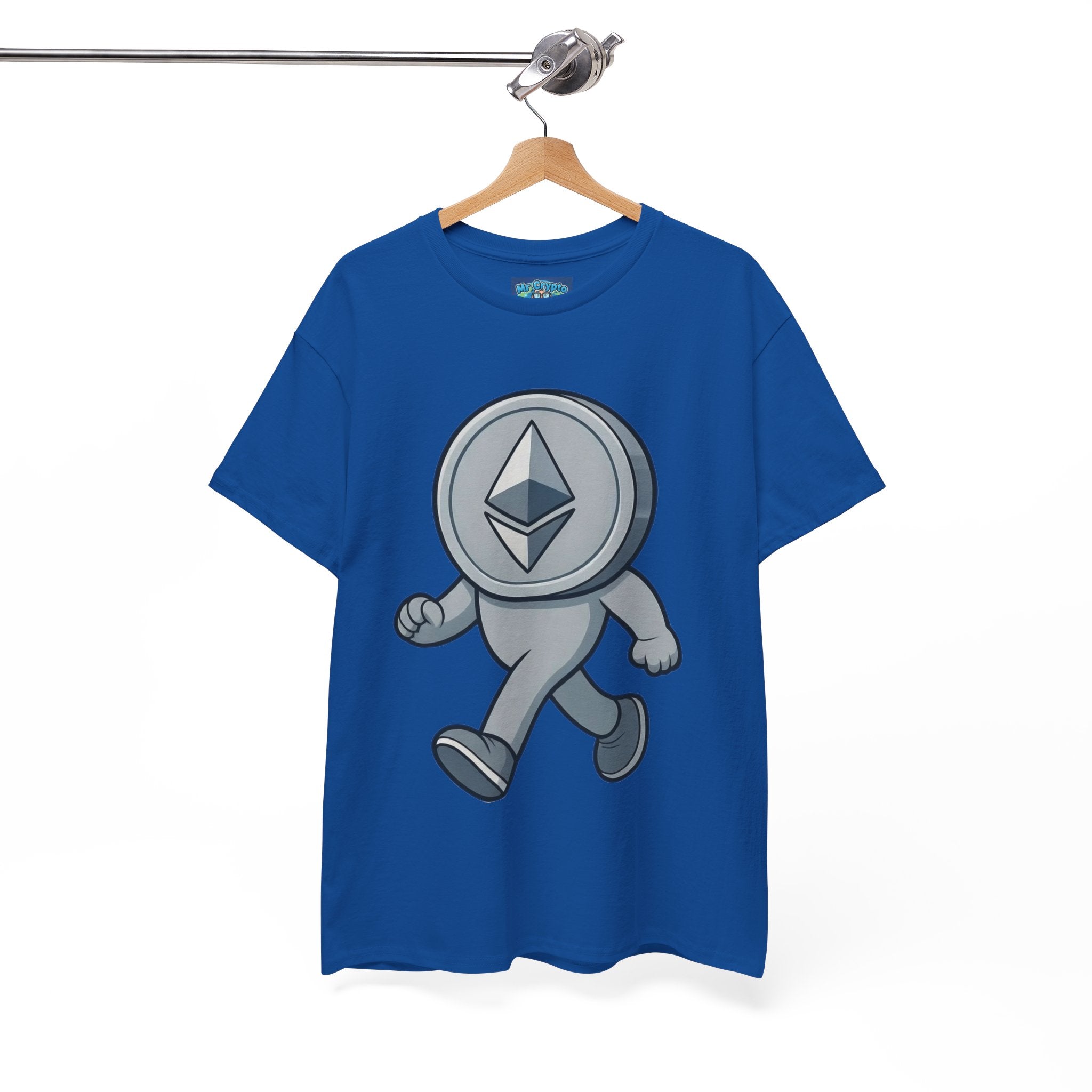 Ethereum Coin Mascot T-Shirt — Walking Crypto Logo Tee for Blockchain Fans
