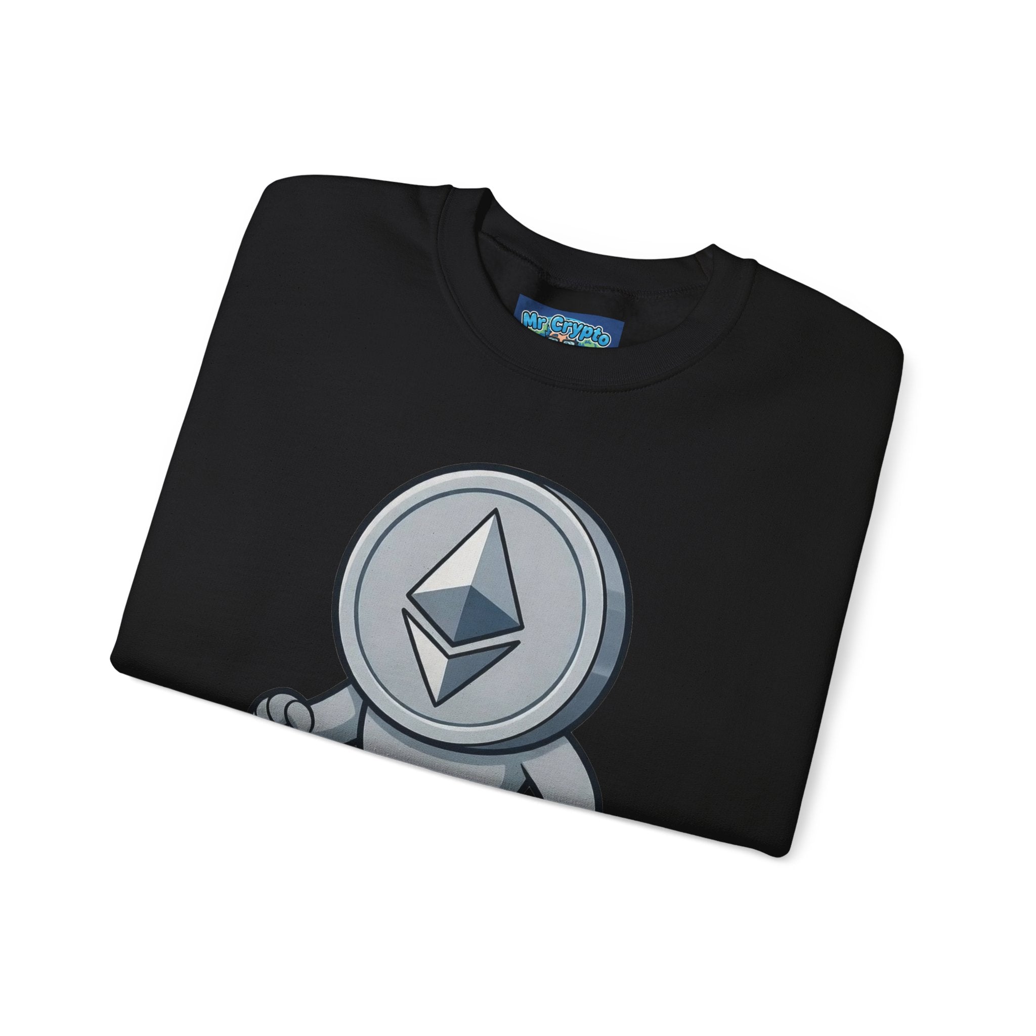 Ethereum Coin Mascot Crewneck Sweatshirt — Crypto Walking Logo Pullover