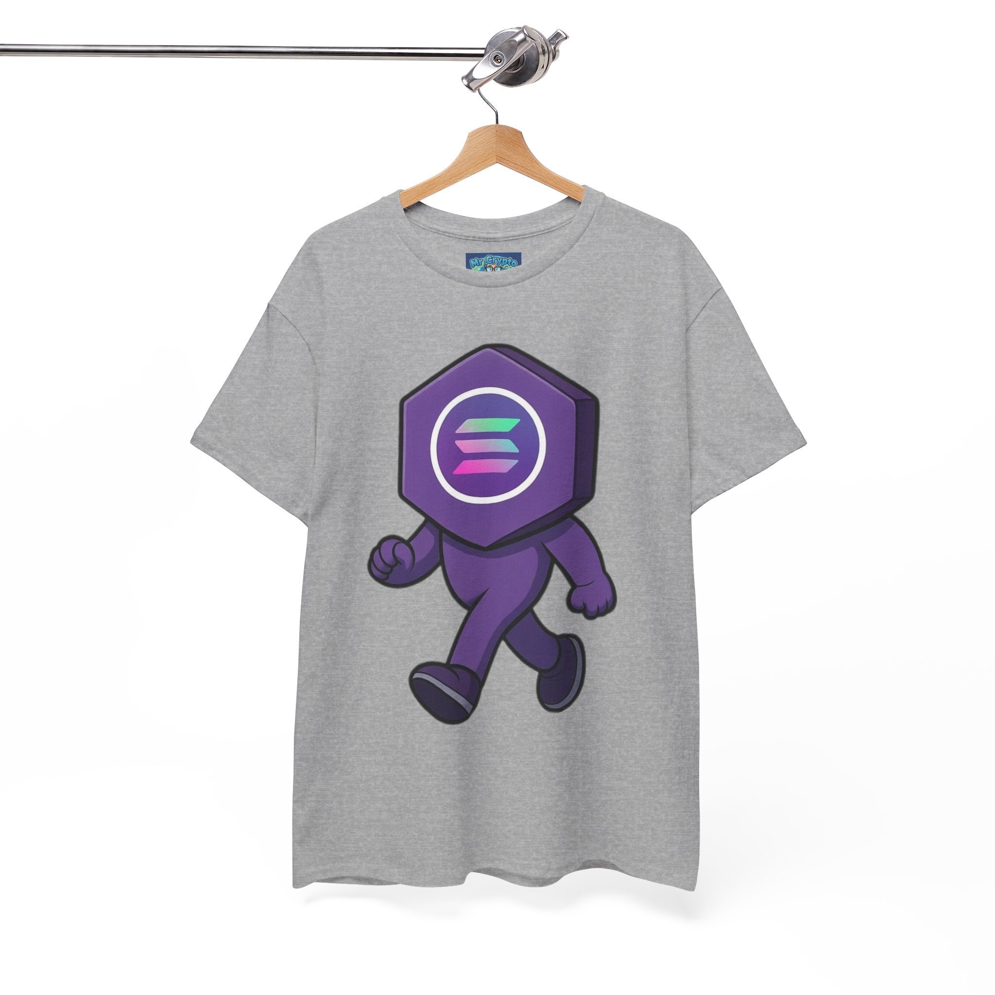 Solana Mascot Walking T-Shirt — Crypto Coin Cartoon Tee