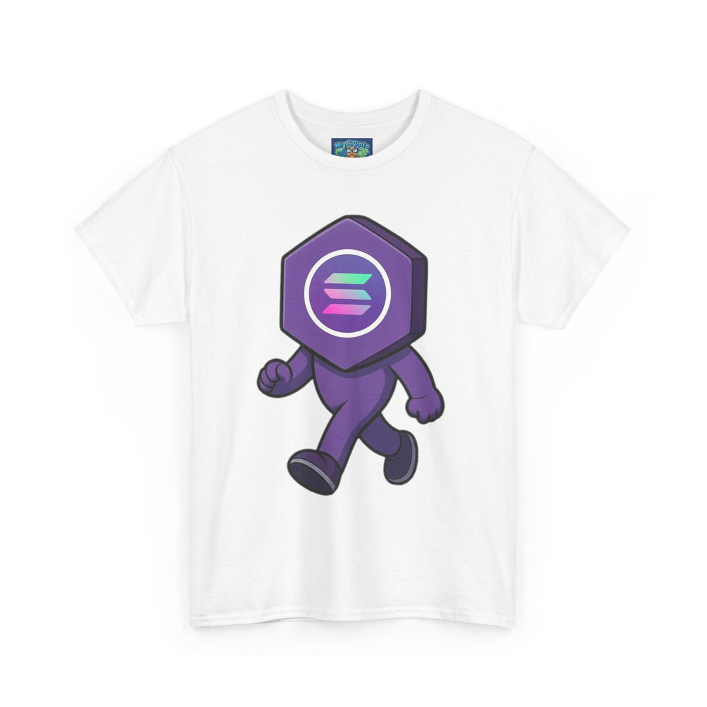 Solana Mascot Walking T-Shirt — Crypto Coin Cartoon Tee