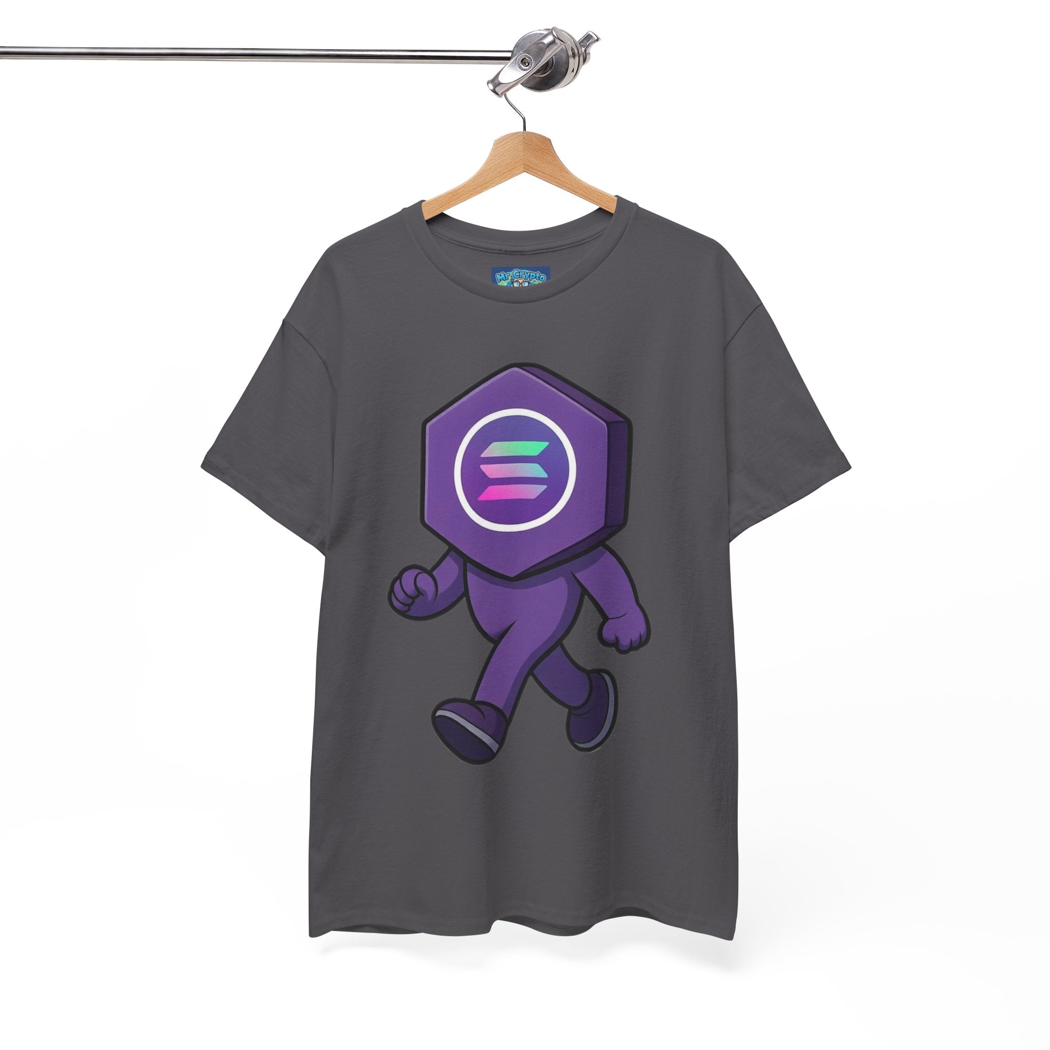 Solana Mascot Walking T-Shirt — Crypto Coin Cartoon Tee