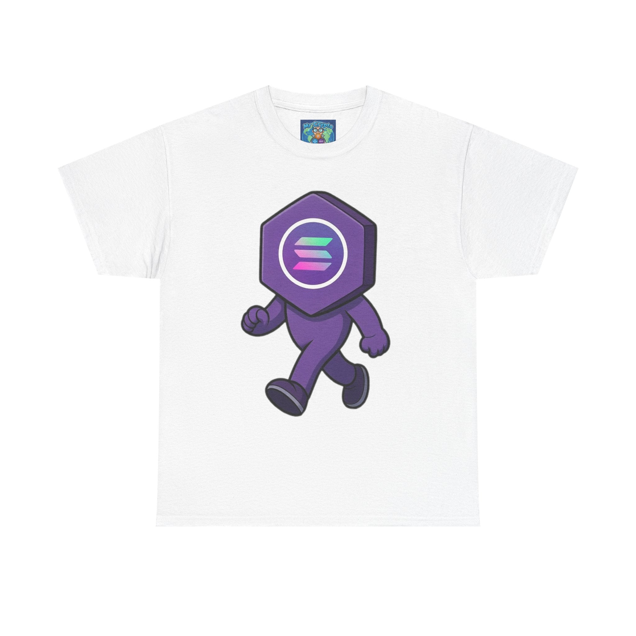 Solana Mascot Walking T-Shirt — Crypto Coin Cartoon Tee