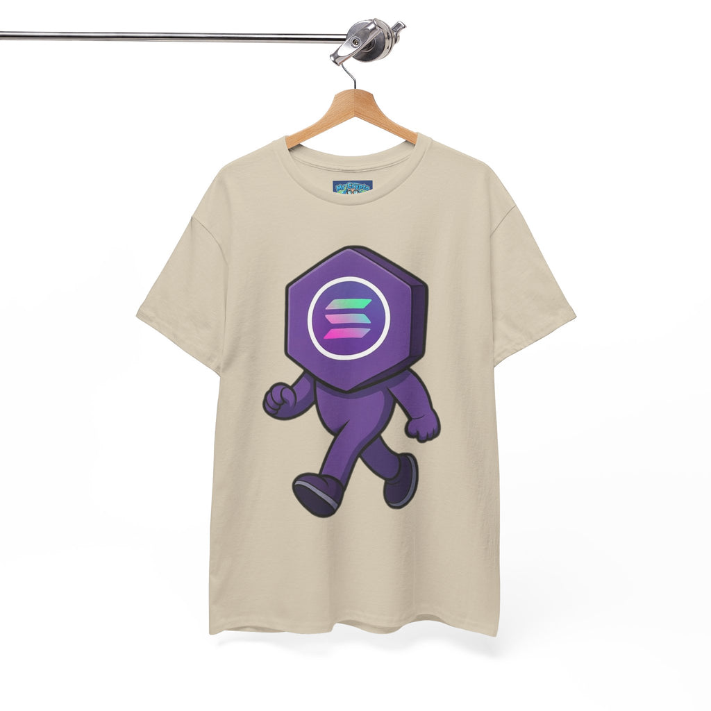 Solana Mascot Walking T-Shirt — Crypto Coin Cartoon Tee