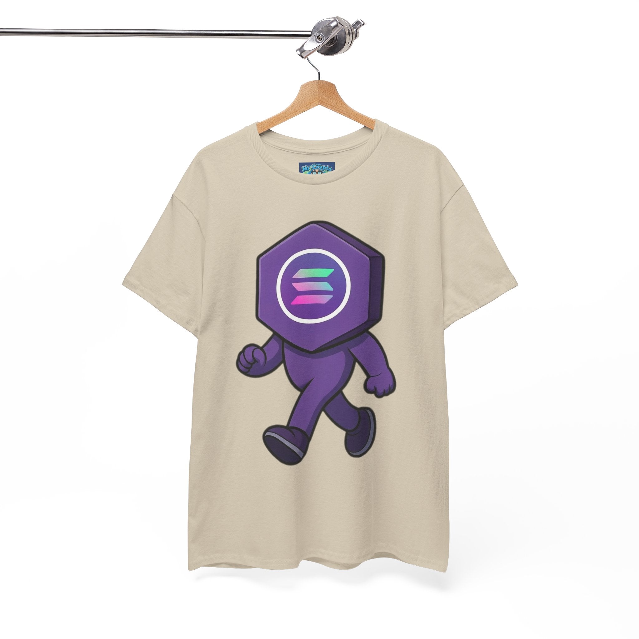 Solana Mascot Walking T-Shirt — Crypto Coin Cartoon Tee