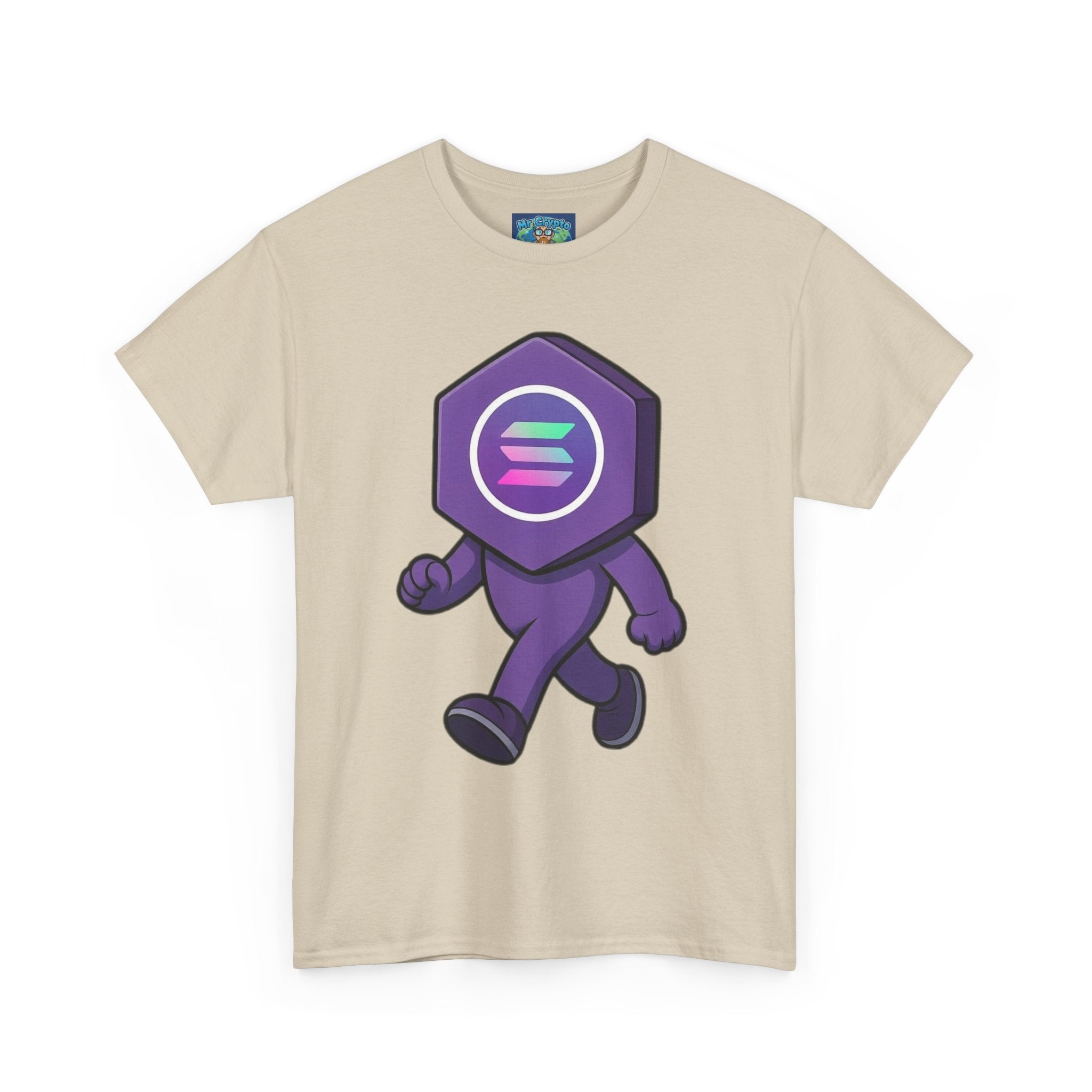 Solana Mascot Walking T-Shirt — Crypto Coin Cartoon Tee