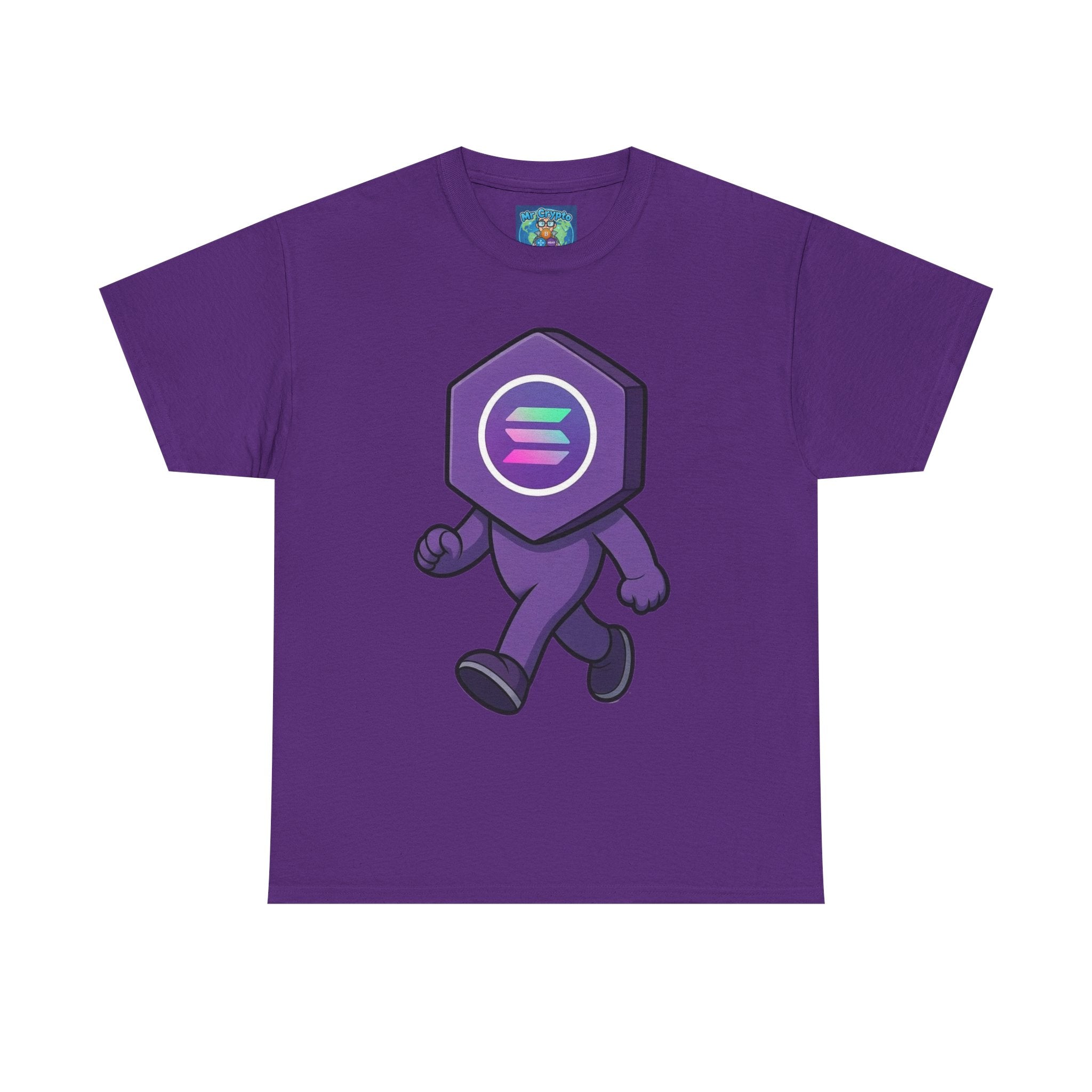 Solana Mascot Walking T-Shirt — Crypto Coin Cartoon Tee