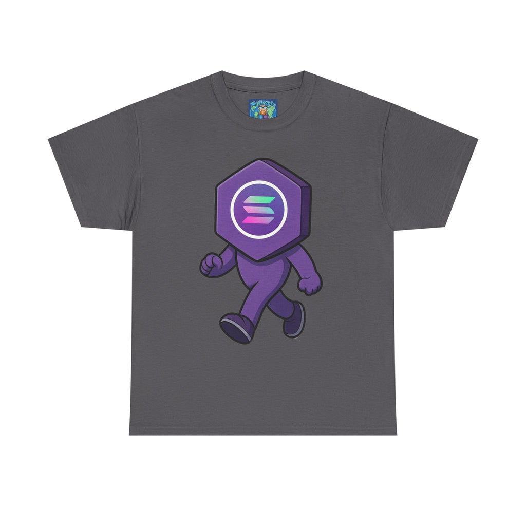 Solana Mascot Walking T-Shirt — Crypto Coin Cartoon Tee