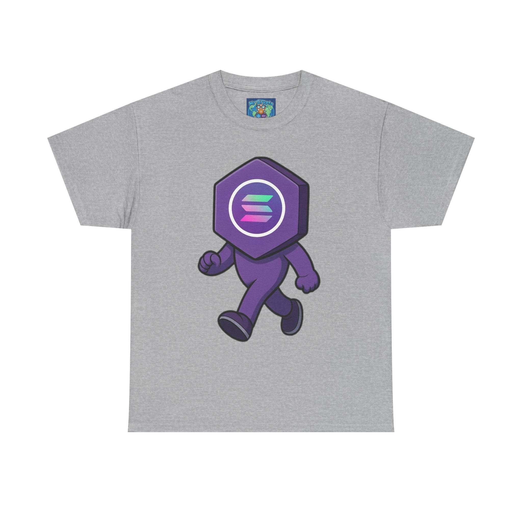 Solana Mascot Walking T-Shirt — Crypto Coin Cartoon Tee