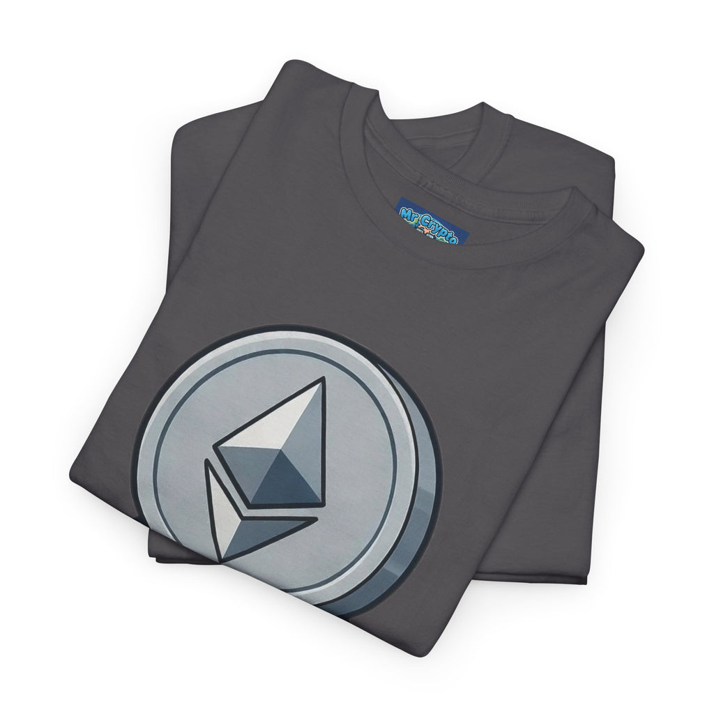 Ethereum Coin Mascot T-Shirt — Walking Crypto Logo Tee for Blockchain Fans