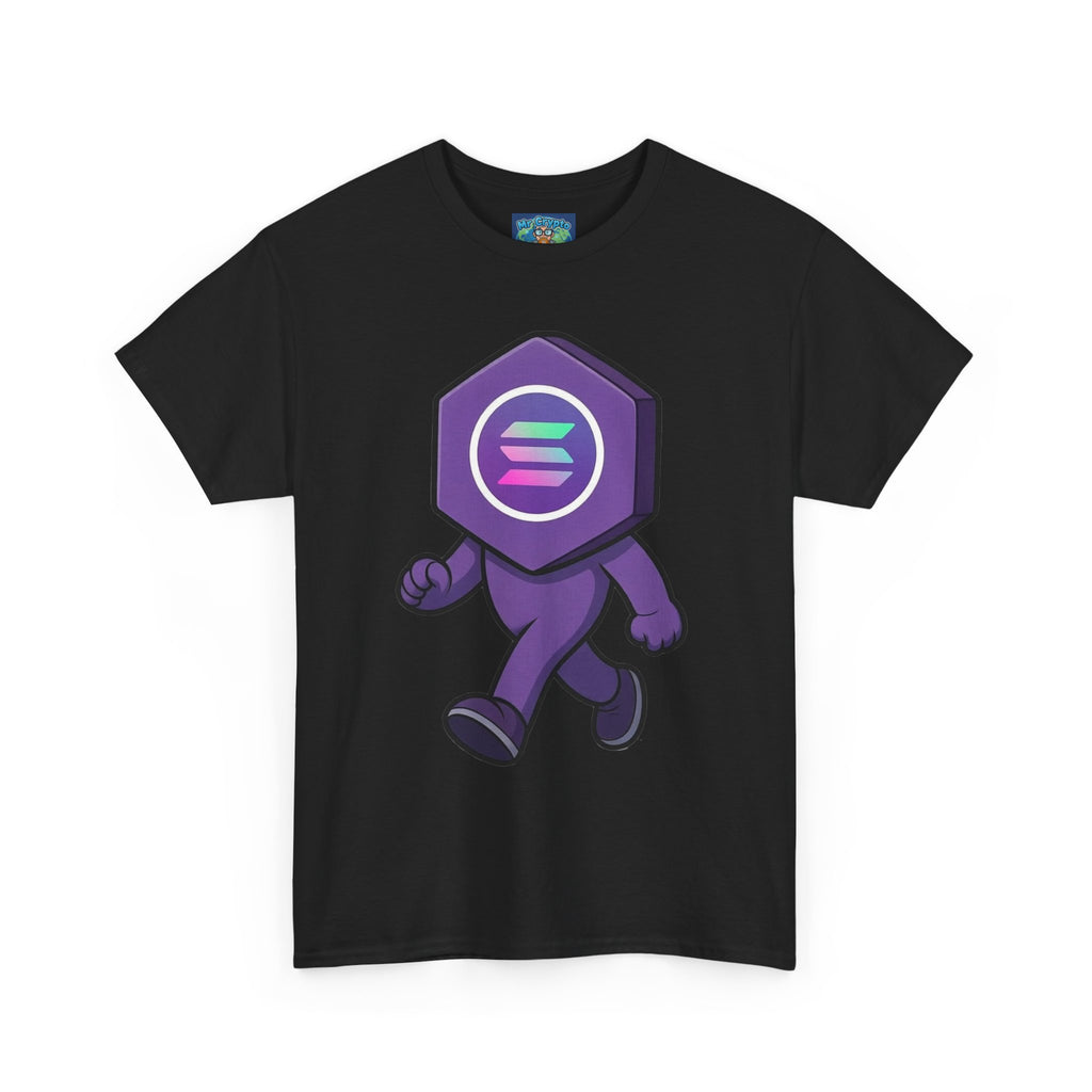 Solana Mascot Walking T-Shirt — Crypto Coin Cartoon Tee