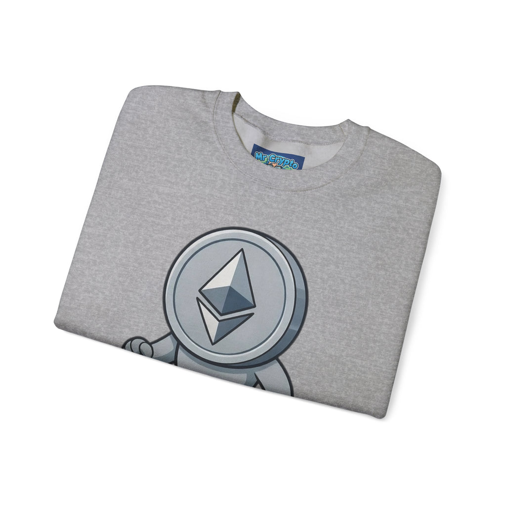 Ethereum Coin Mascot Crewneck Sweatshirt — Crypto Walking Logo Pullover