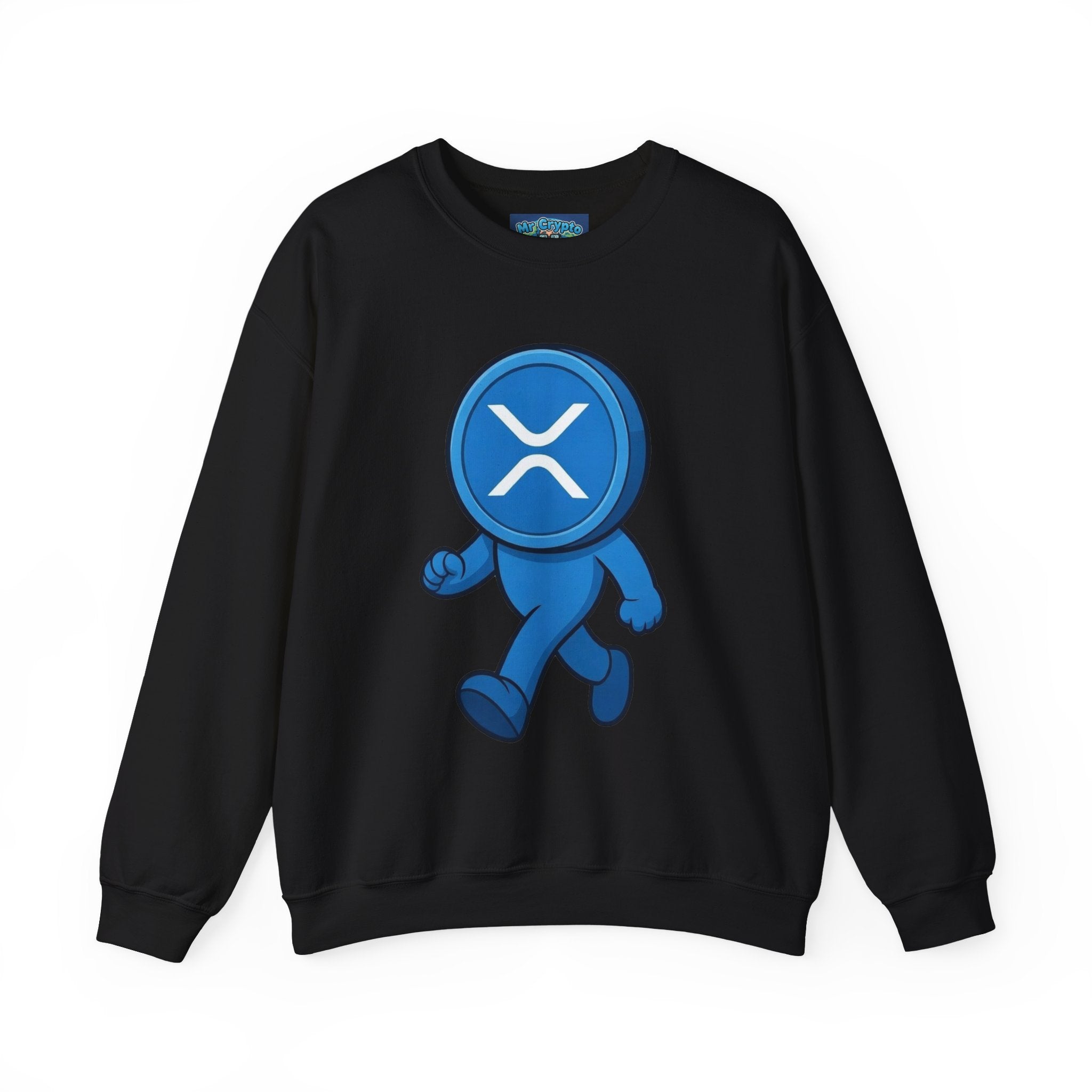 Crypto Mascot XRP Walking Crewneck Sweatshirt — Ripple Logo Streetwear