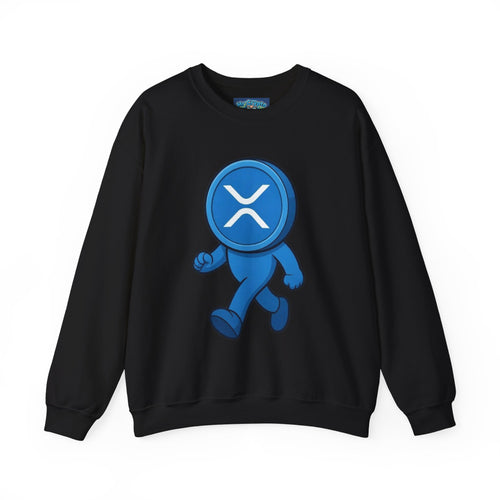 Crypto Mascot XRP Walking Crewneck Sweatshirt — Ripple Logo Streetwear