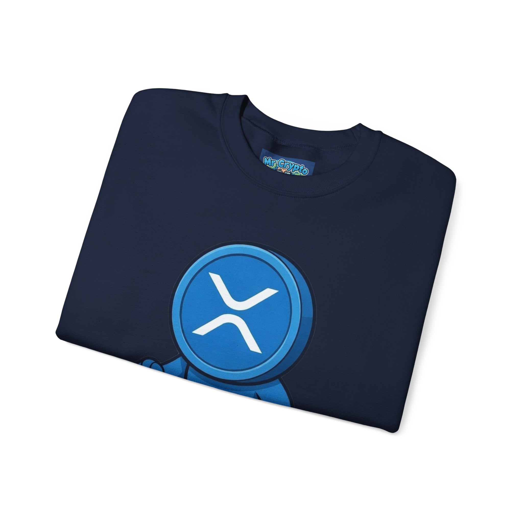 Crypto Mascot XRP Walking Crewneck Sweatshirt — Ripple Logo Streetwear