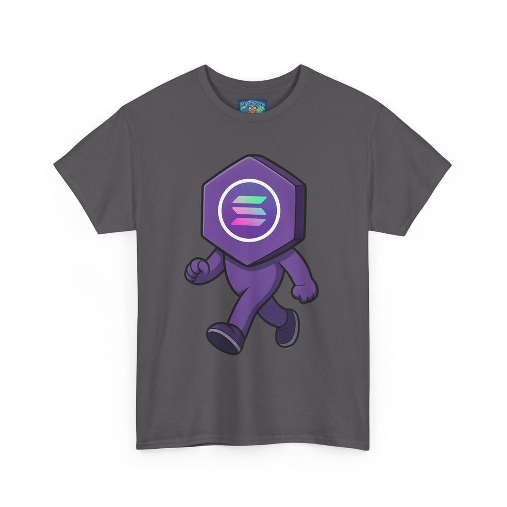 Solana Mascot Walking T-Shirt — Crypto Coin Cartoon Tee