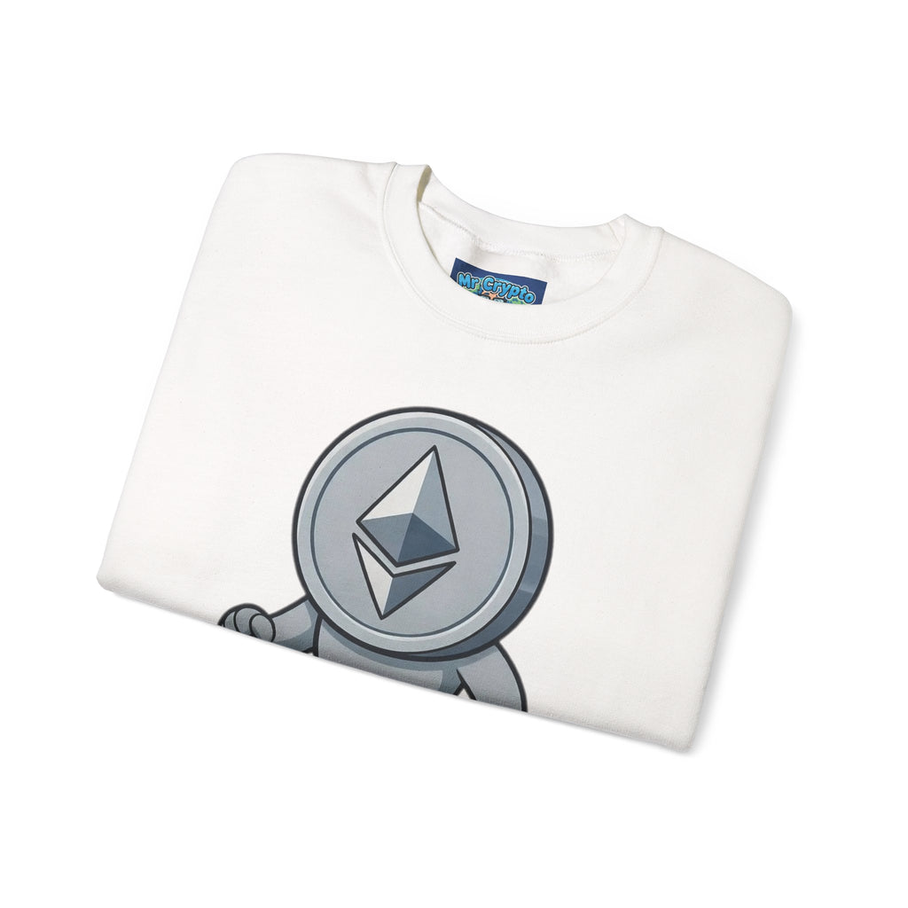 Ethereum Coin Mascot Crewneck Sweatshirt — Crypto Walking Logo Pullover
