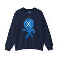 Crypto Mascot XRP Walking Crewneck Sweatshirt — Ripple Logo Streetwear
